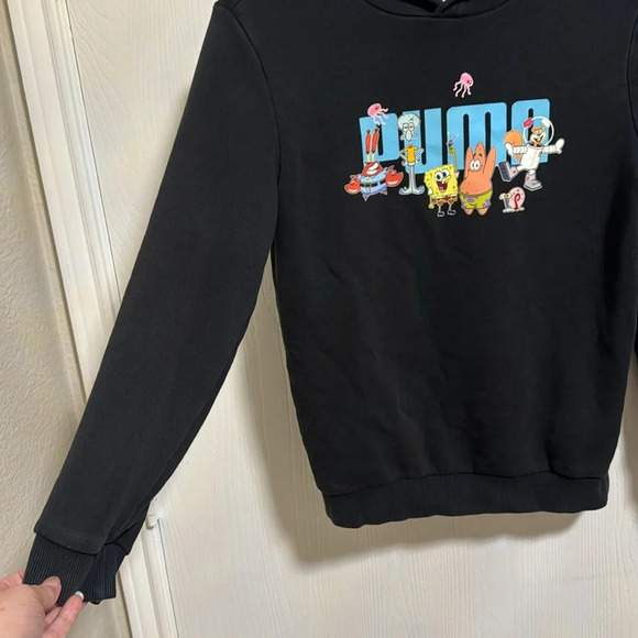 Puma SpongeBob Square Pants Kids‎ Unisex Black Hoodie Size Medium Warm Winter - Picture 6 of 6